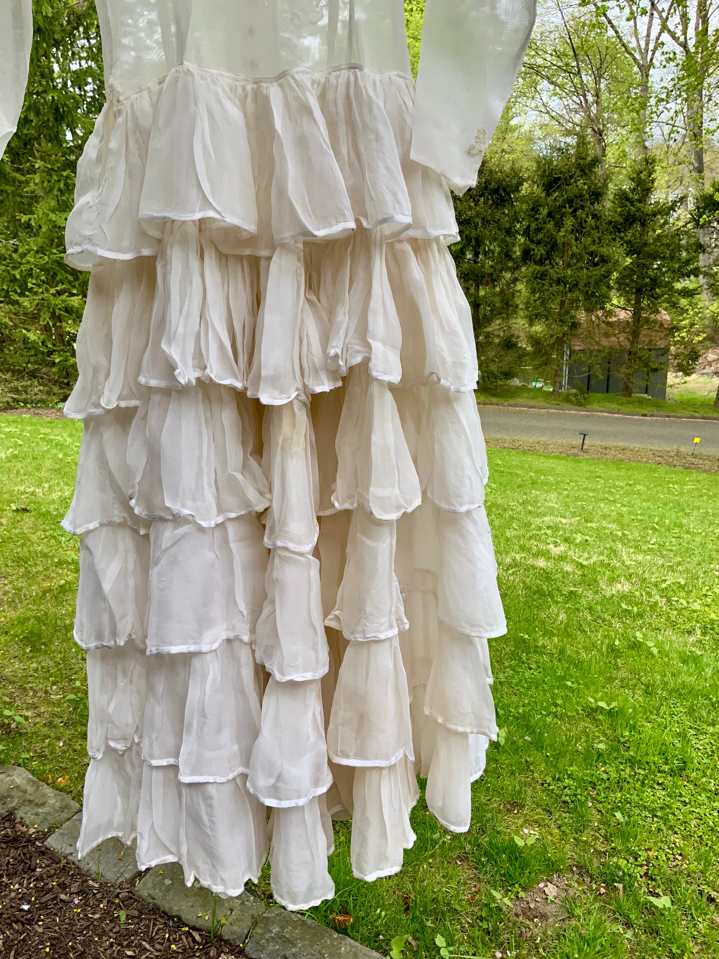Antique Edwardian Sheer Lace Dress | Tiered Ruffle Bridal Gown | Hand Restored-ED82