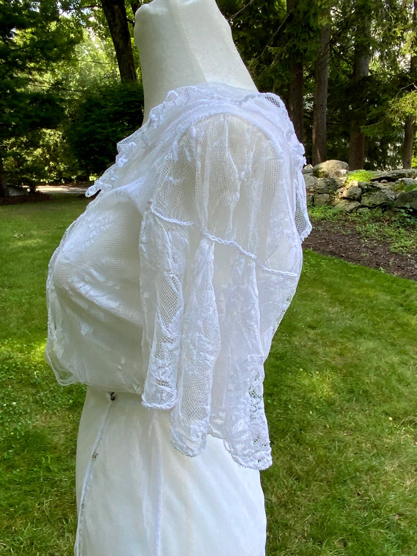 1930s Sheer White Tulle Lace Dress Vintage Bridal Dress Romantic Wedding Dress Floral Tulle Gown Ethereal Dress- Iconic -30DN