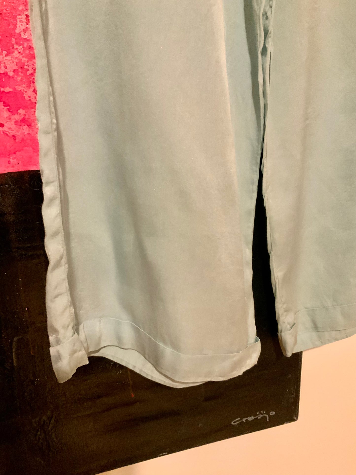 1930s Silk Pajama Pants – Pale Jade Vintage Lounge Trousers - 30AX