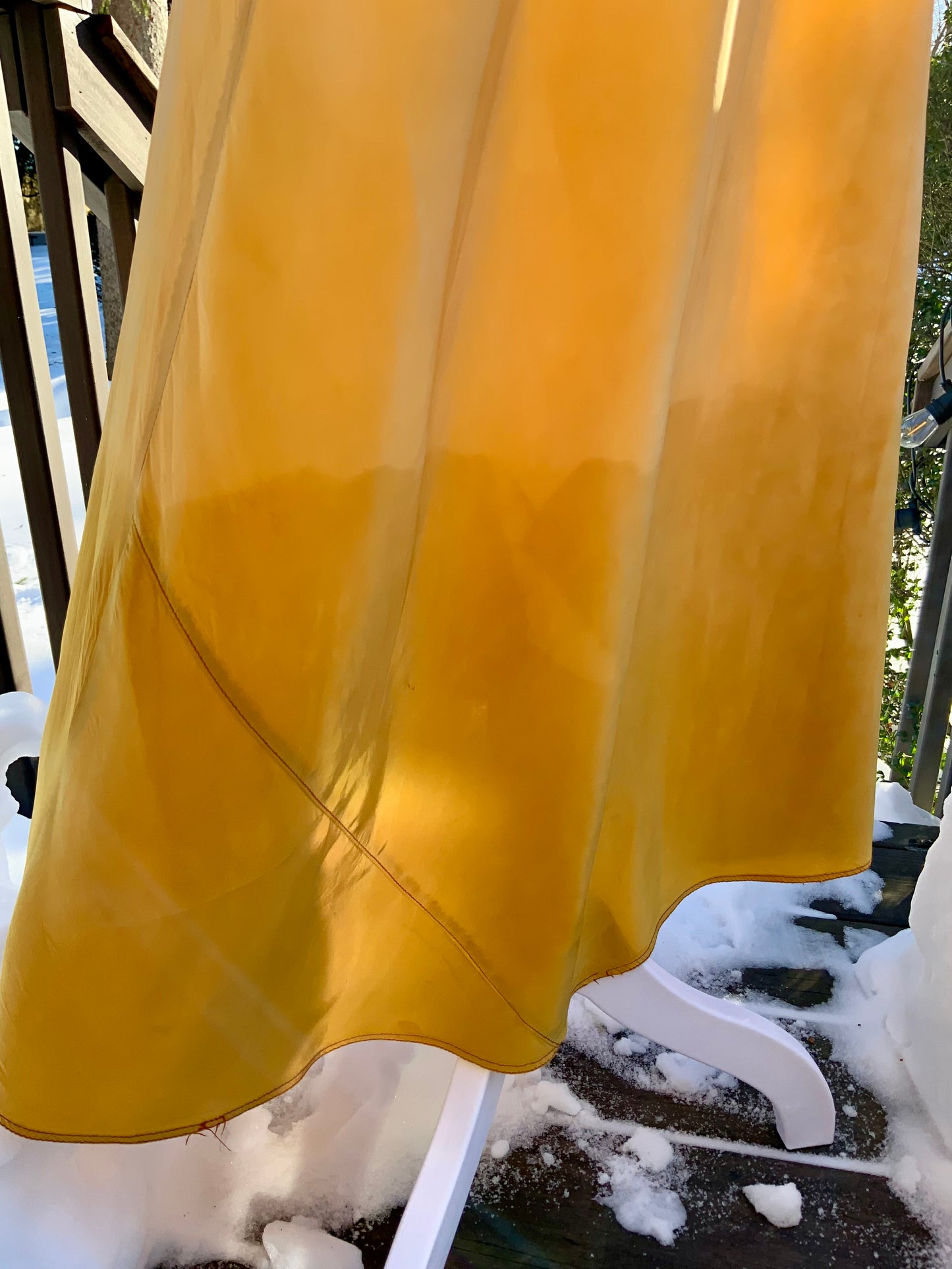 Hand-Dyed 1930s–40s Silk Chiffon Lace Nightgown – Golden Sunset-30BD