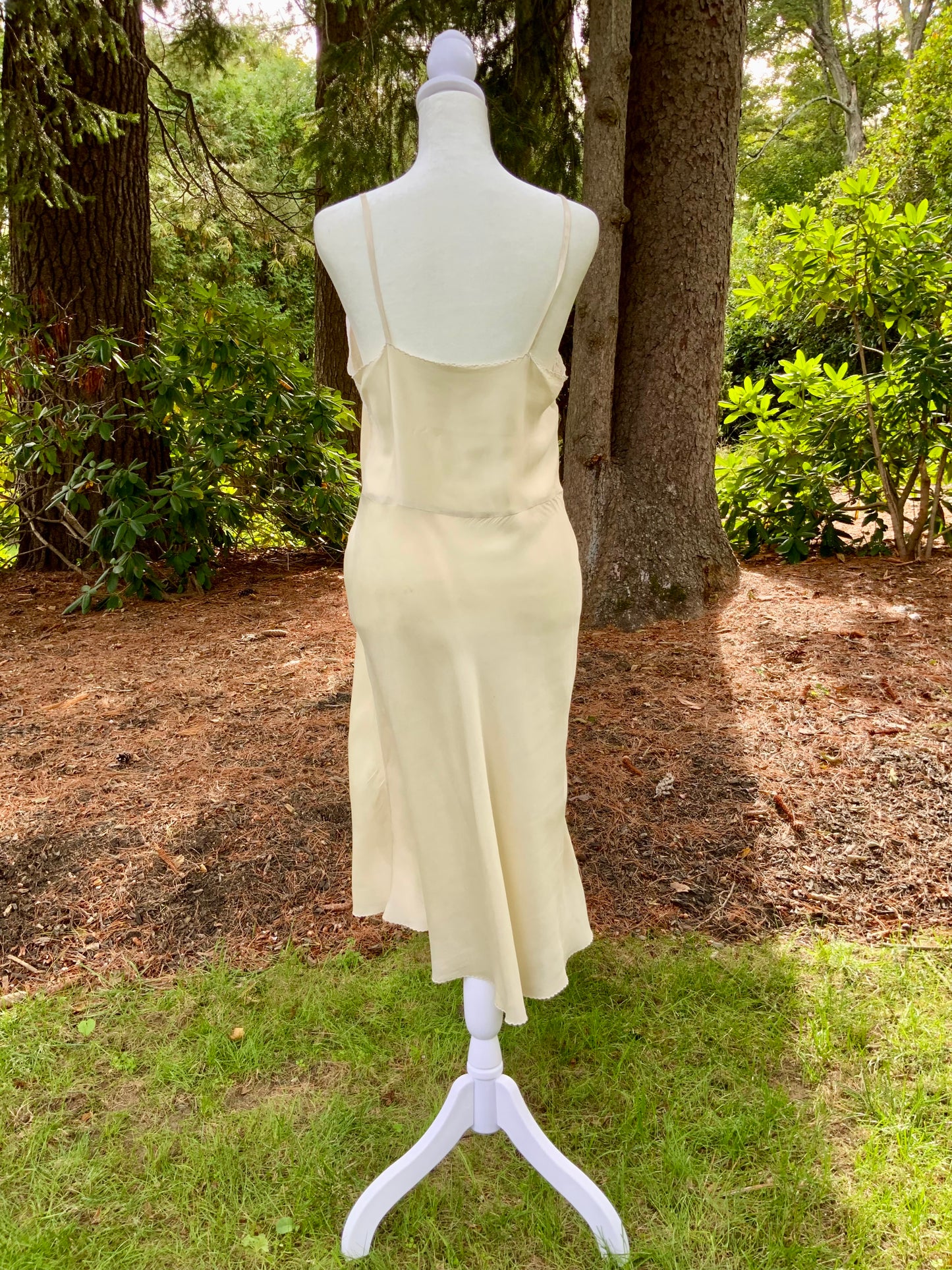 1940s Silk Slip Dress | Vintage Lingerie with Lace Embellishments & Sheer Chiffon Bodice | Old Hollywood Nightgown
 - 40s - 40AM