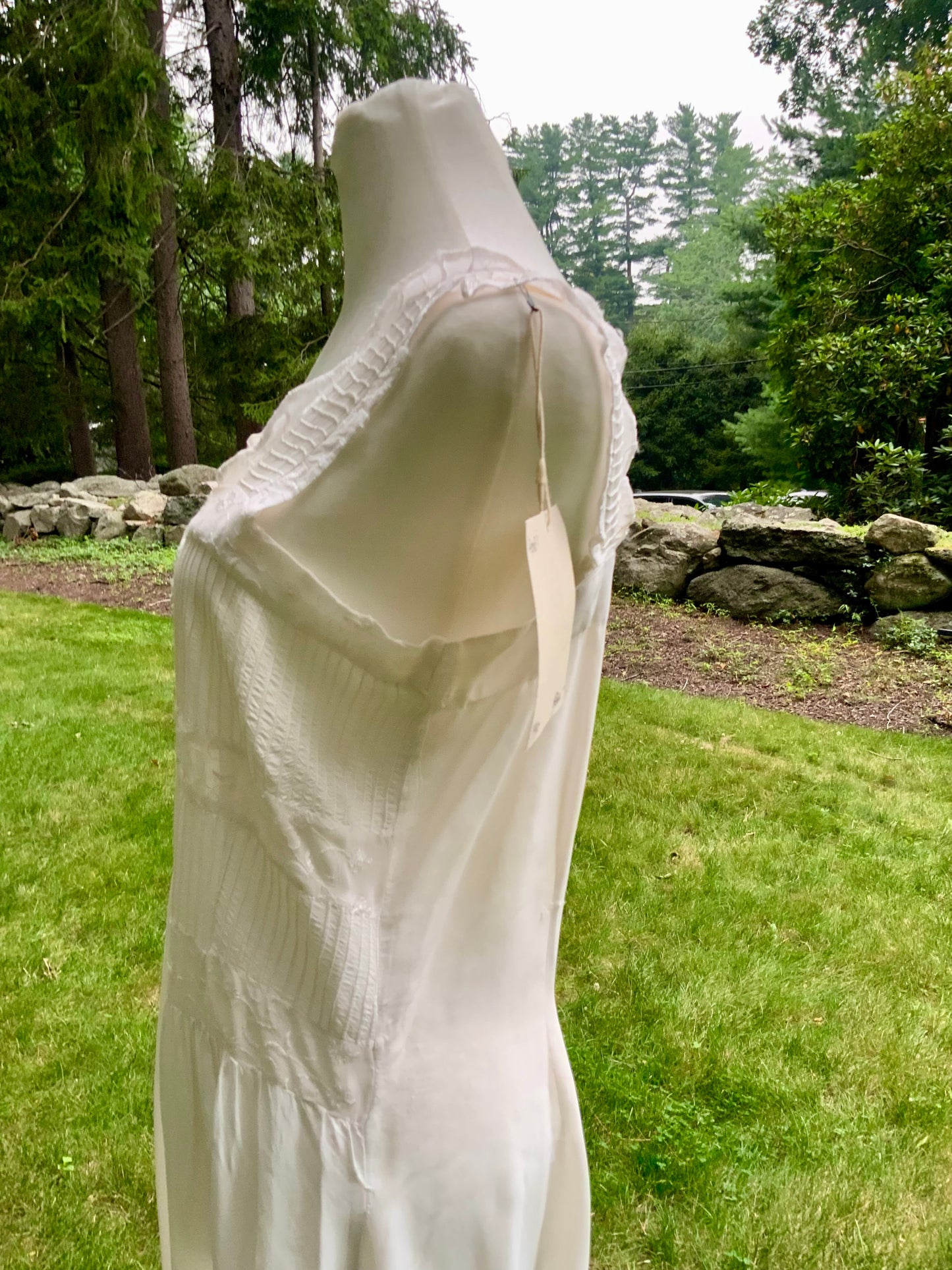 Antique Bridal Boudoir Dress | Late 1920s Silk Slip Dress | Art Deco Pintucks & Embroidered Lace
-40BI