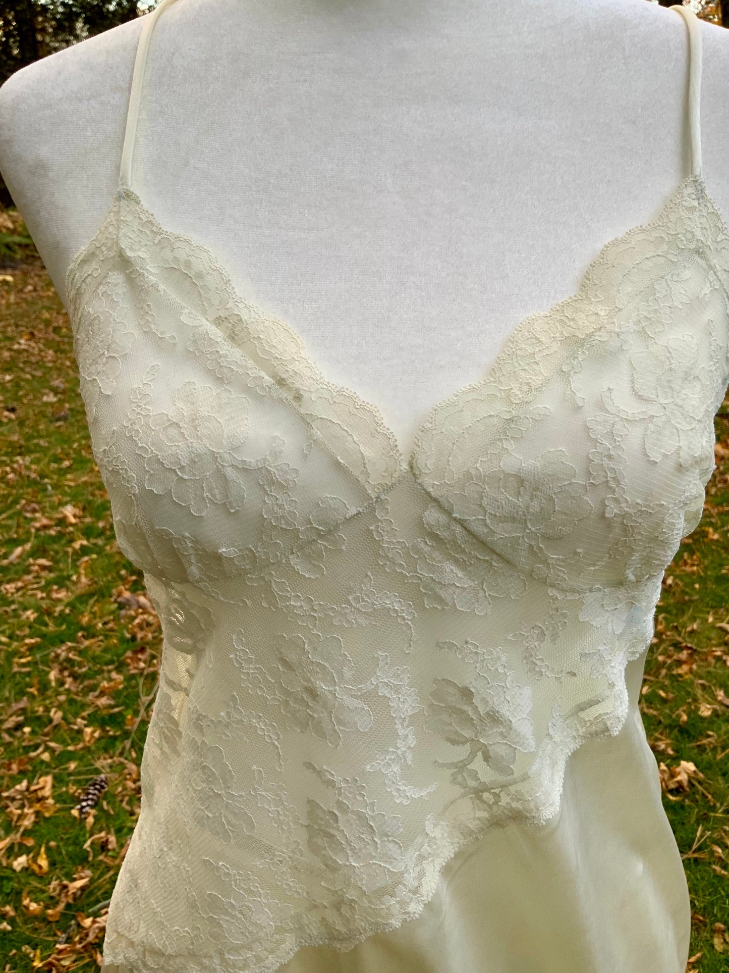 Vintage Bob Mackie for Glydons Ivory Lace & Satin Teddy | Late 1970s Designer Lingerie- 70X
