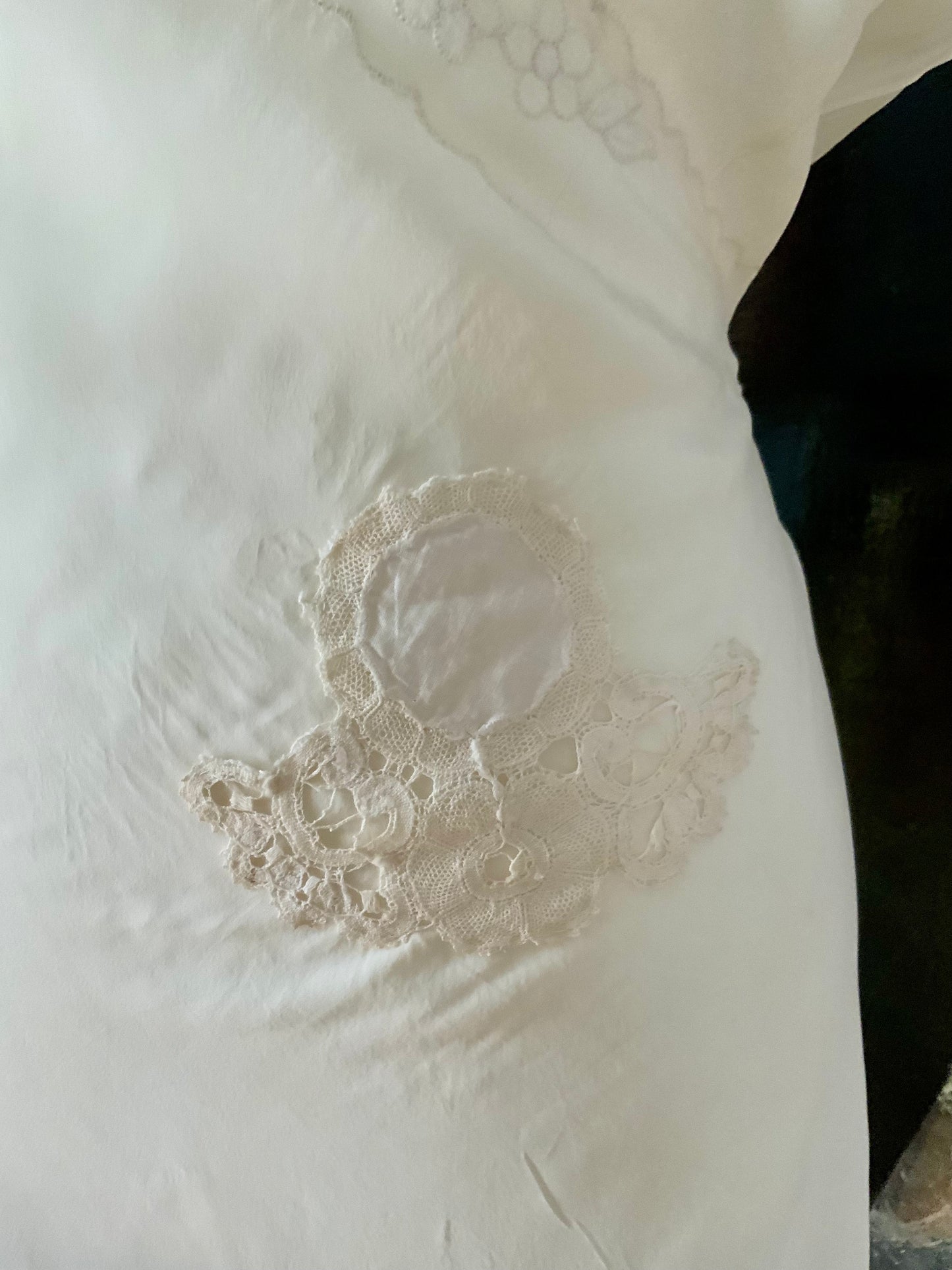 Antique 1930s–40s Pure Silk Nightgown — Ivory Bias Cut Slip Dress with Pintucks & Embroidery-40AT