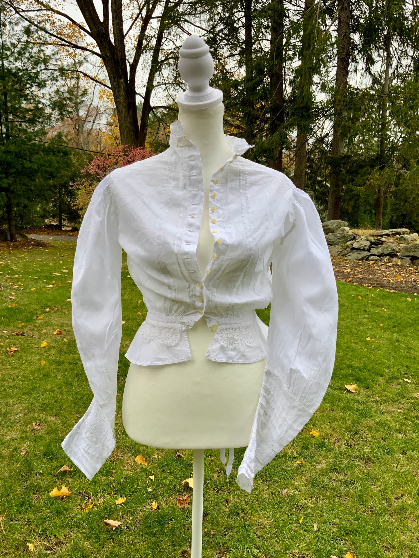 Edwardian White Cotton & Lace Shirtwaist (1905–1912) |ED34