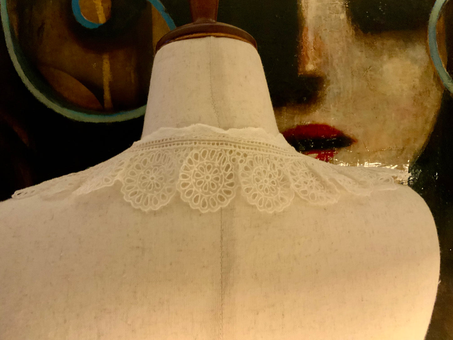 Antique Lace Collar Guipure Floral Cutwork Collar Edwardian Style Dress Trim Wearable Piece