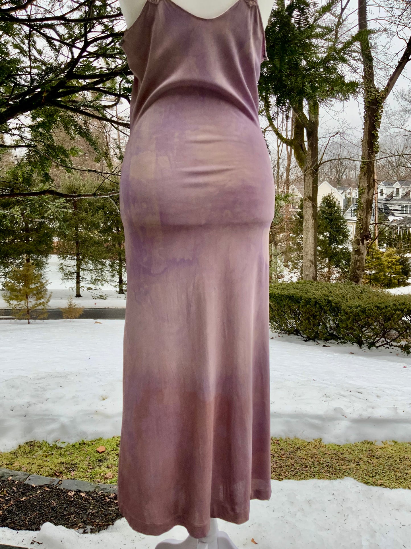 1990s Hand-Dyed Lilac Stretch Slip Dress • Lace Bust Vintage Boudoir Dress-90F