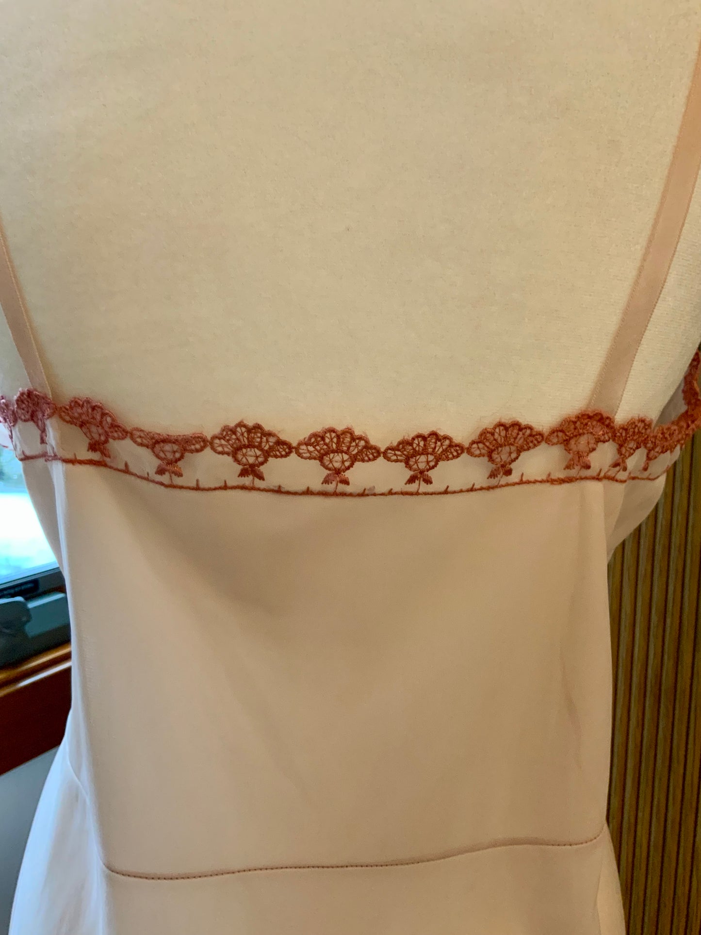 Hand Dyed Vintage 1970s Nylon Chiffon Slip Dress Lace Trim Empire Waist Sheer Romantic Nightgown- 50BR