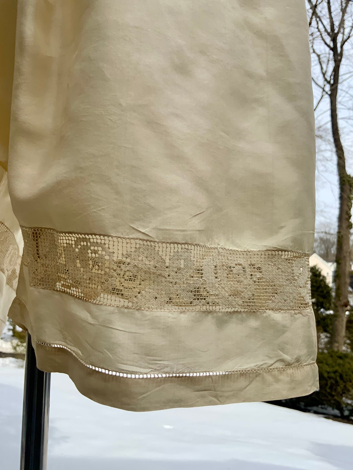 Antique 1910s–1920s Pure Silk Bloomers with Filet Lace Inset | Edwardian Lingerie Drawers-ED57