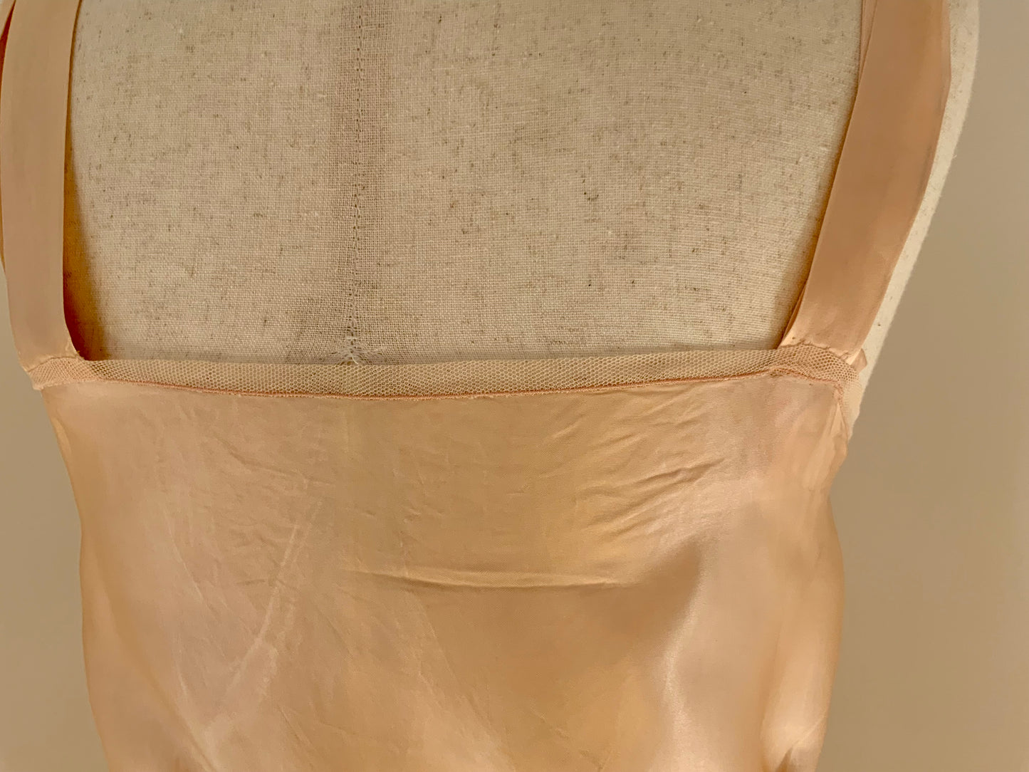 Vintage Hand-Dyed Silk Slip Dress with Lace Bodice | 30s–40s
 - 40AW