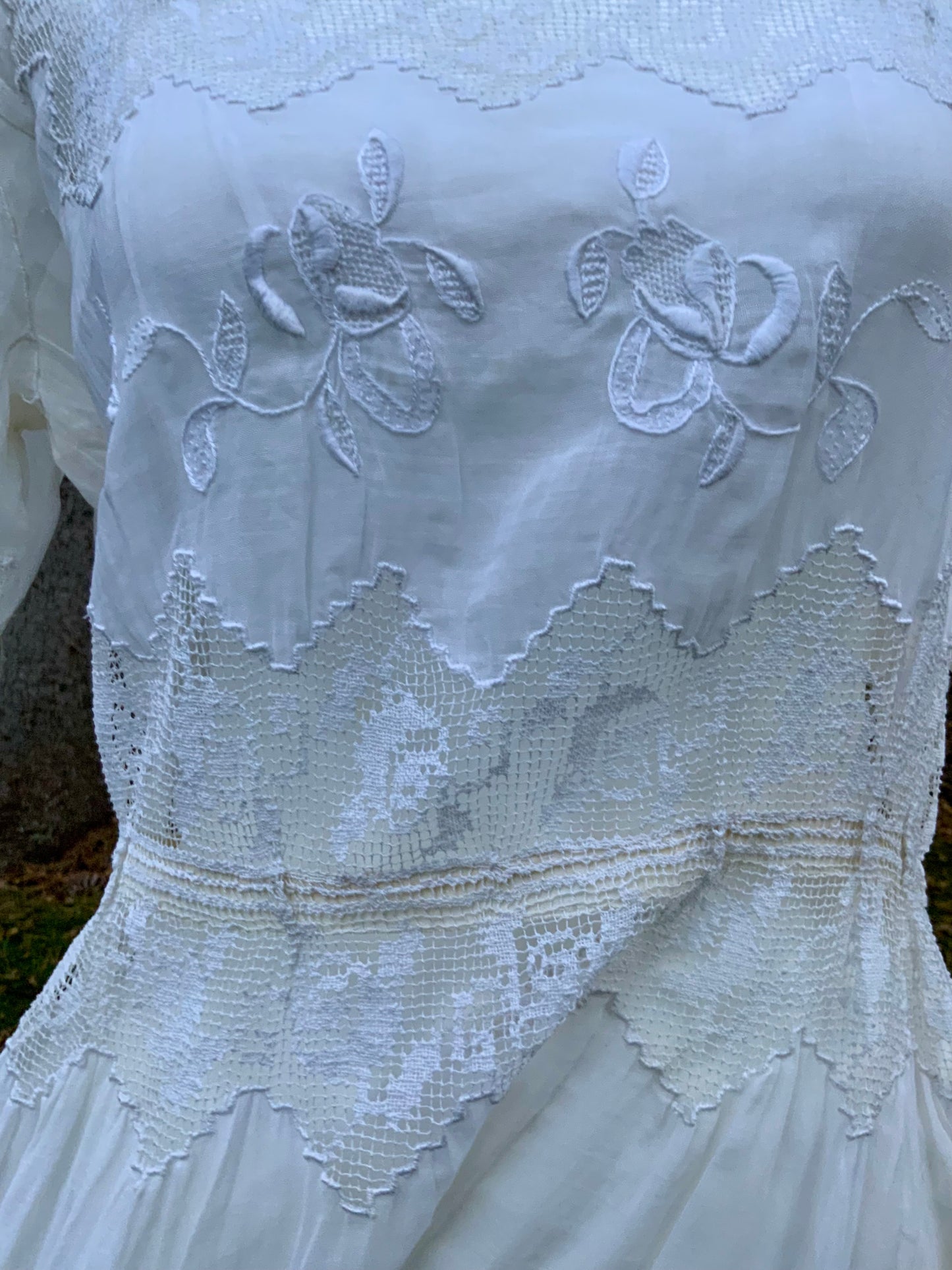 Edwardian Tea Dress in with Handmade Lace & Embroidery | c.1905–1915 - ED30