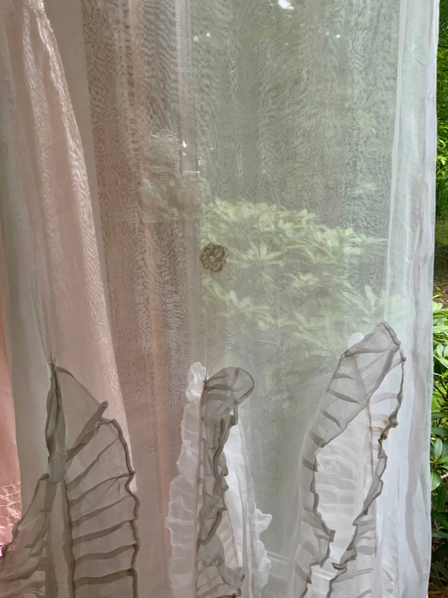 Ethereal Antique Organza Dress with Dramatic Ruffle Details and Lace Restorations
-20AJ