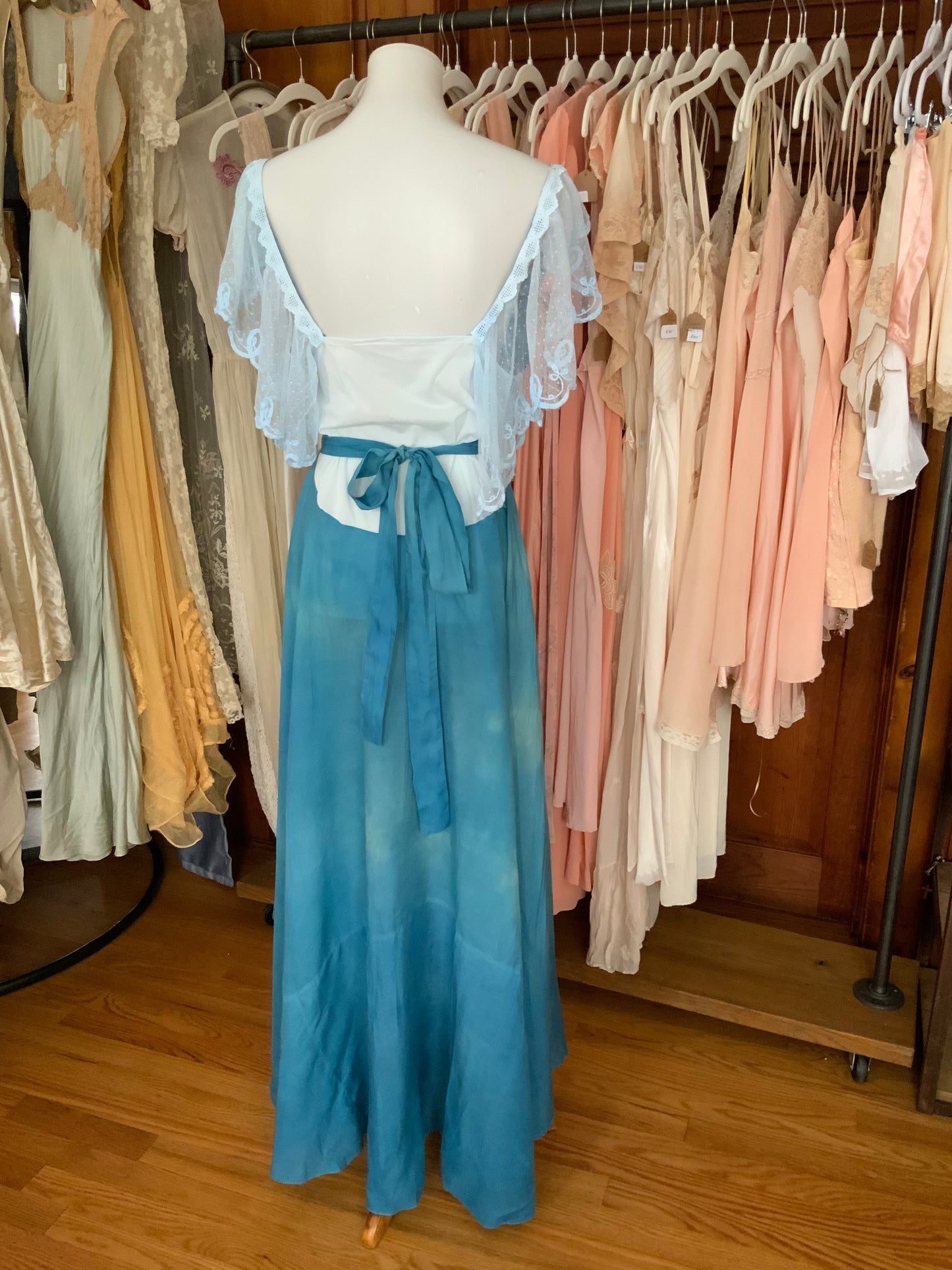 Hand Dyed Turquoise Bridal Nightgown - 50s