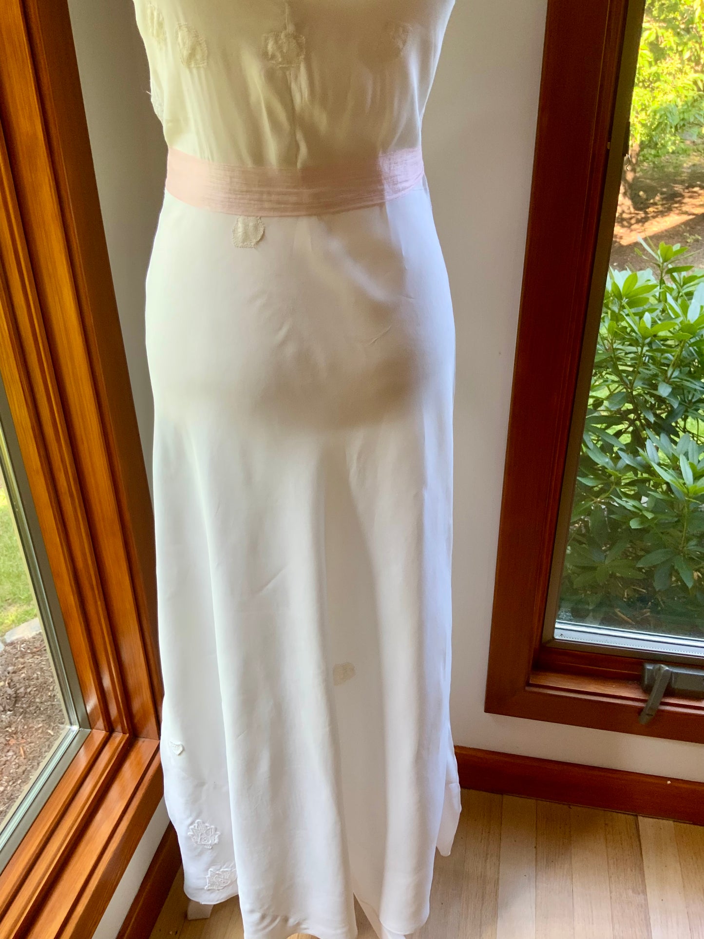 1930s Reimagined Silk Satin Bridal Slip Dress | Restored Antique Boudoir Gown with Hand-Applied Vintage Lace-30LM