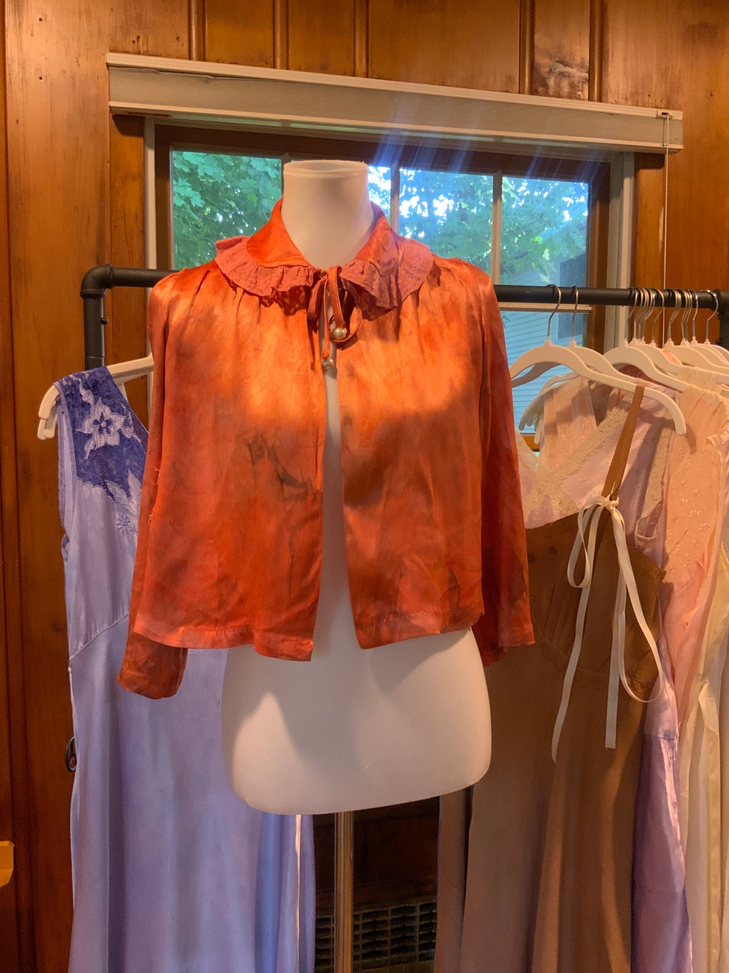 Hand Dyed Satin Dyed Bed Jacket - 50s