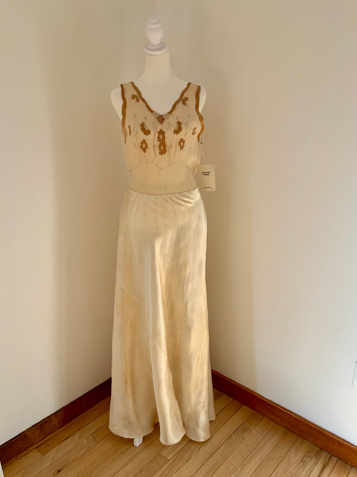Hand Dyed Vintage Bridal lNightgown - 40s - 40I