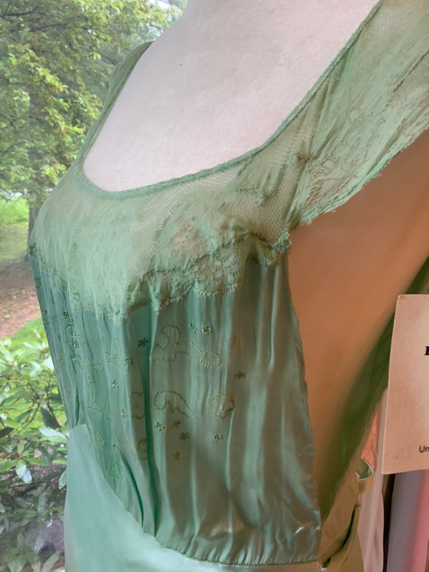 Hand Dyed Green Nightgown Satin - 50s -50G