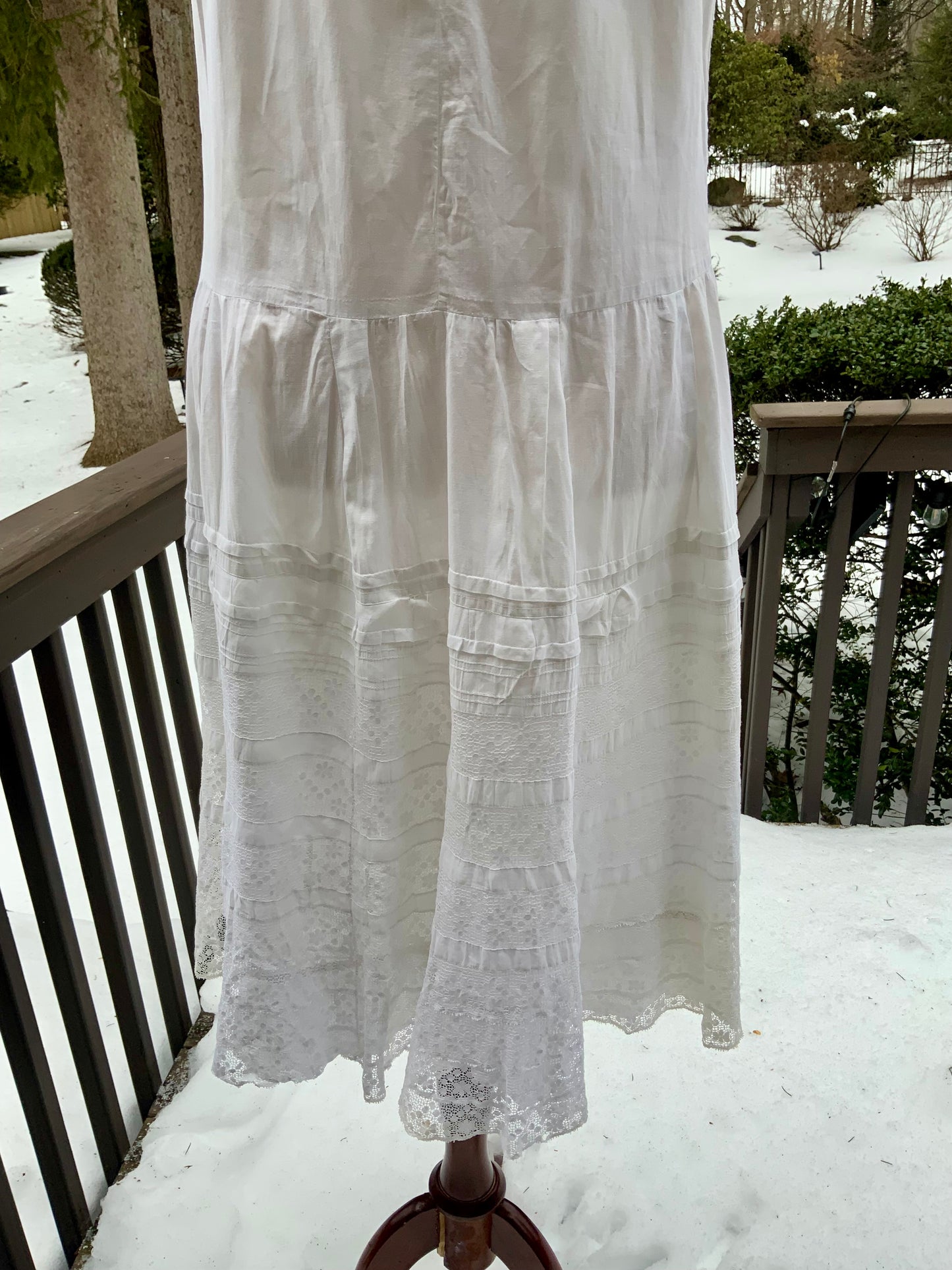 Edwardian White Cotton Lingerie Dress | 1910s Crochet Lace Tea Dress | Antique Summer Bridal Dress-ED55