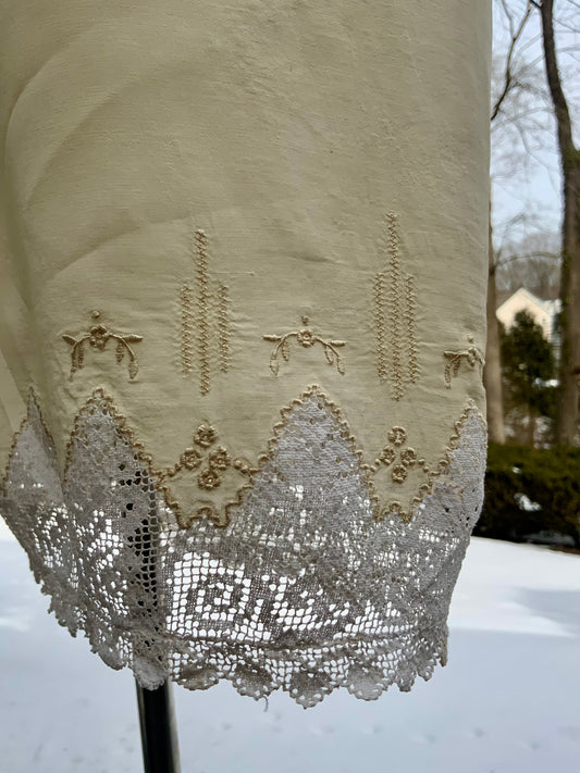 Edwardian Pure Silk Lingerie Drawers with Filet Lace | Antique Tap Pants |ED58