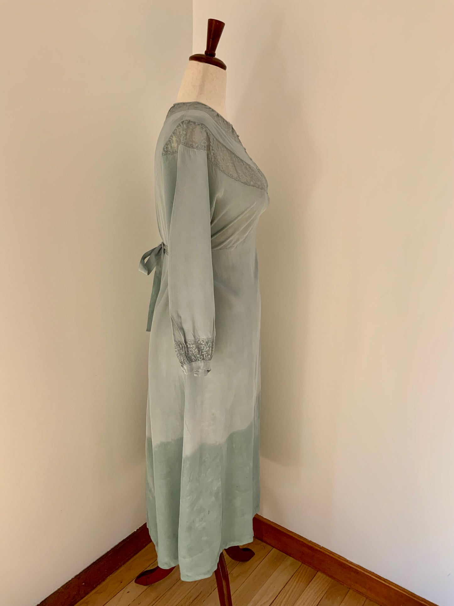 Hand Dyed Vintage Sheer Nightgown Dress – Sage Green Ombré – Lace Detail – One of a Kind
- 30Z