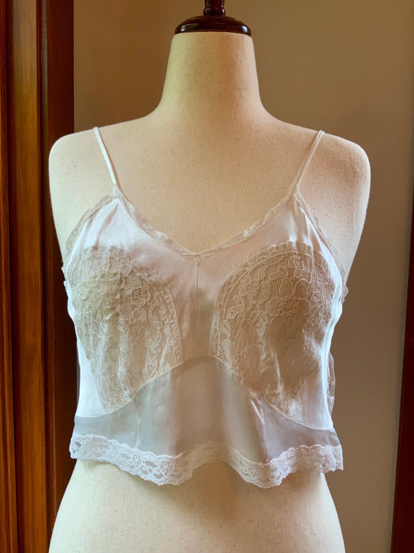 1930s Camisole Top | Reimagined Vintage Slip | Ivory Cropped Lingerie Cami-30DF