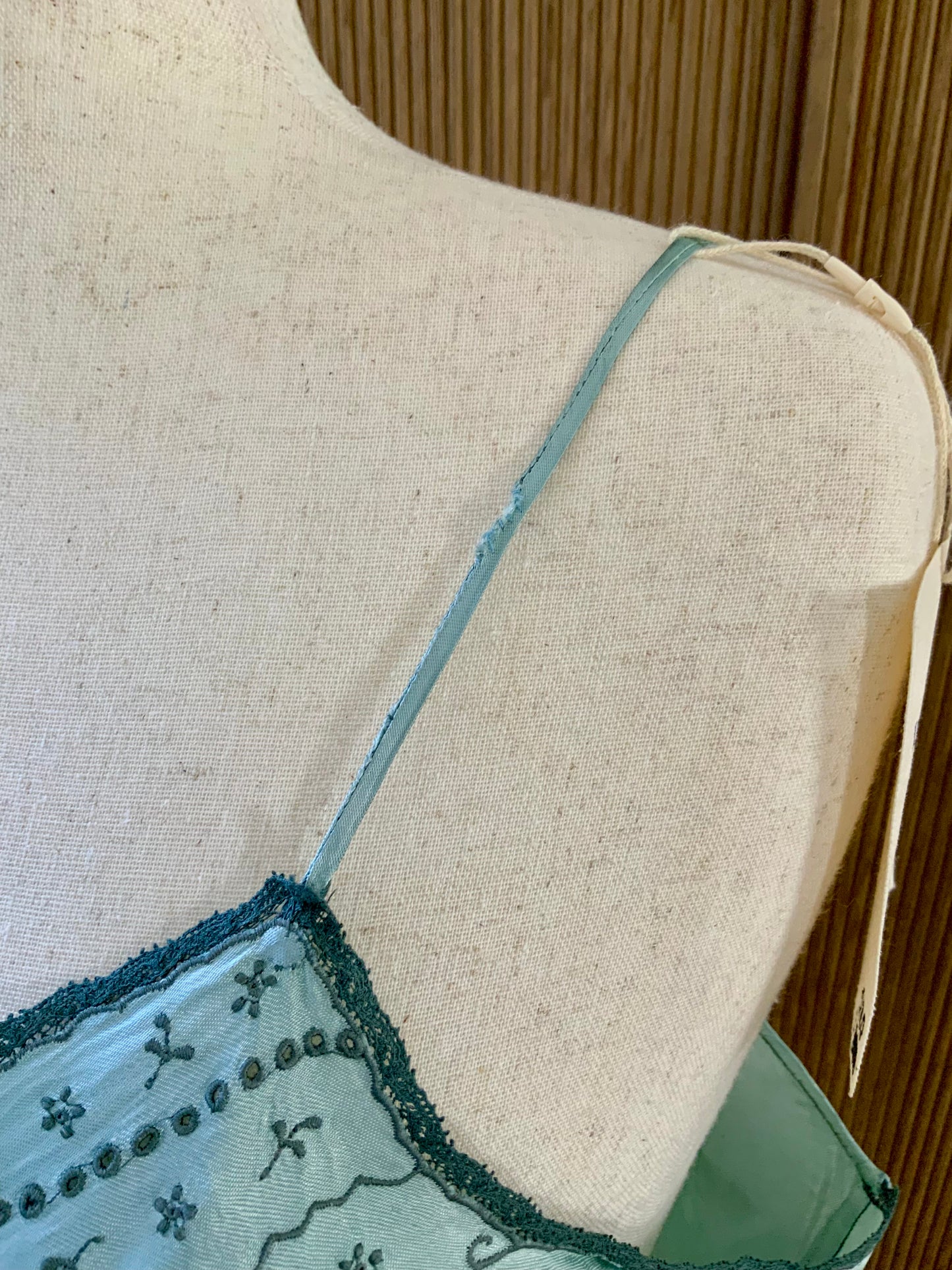 1930s–1940s Hand-Dyed Silk Satin Embroidered Slip Dress-40AN