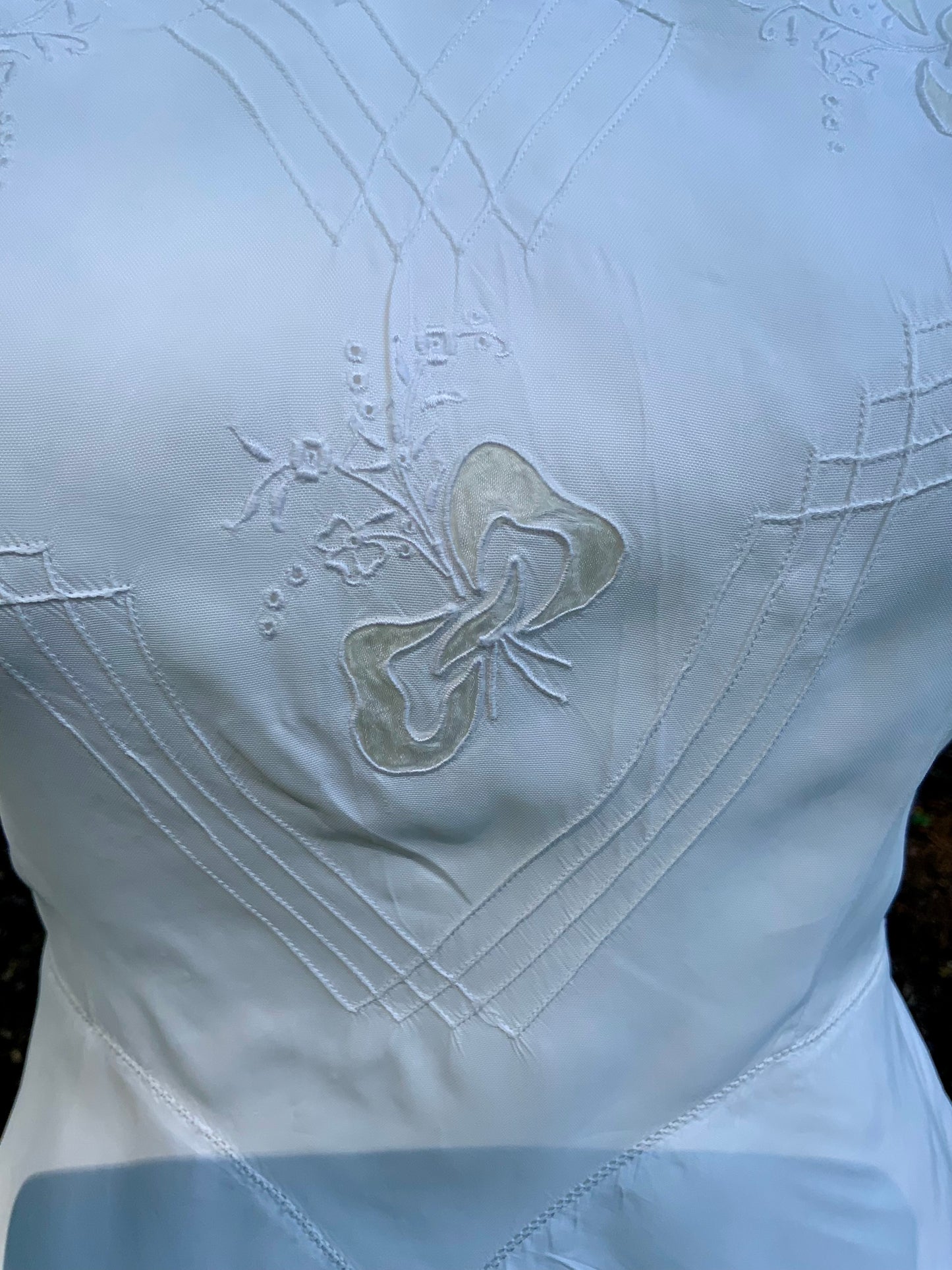 1930s Art Deco Embroidered Wrap Top | Reimagined from an Antique Nightgown-30DL