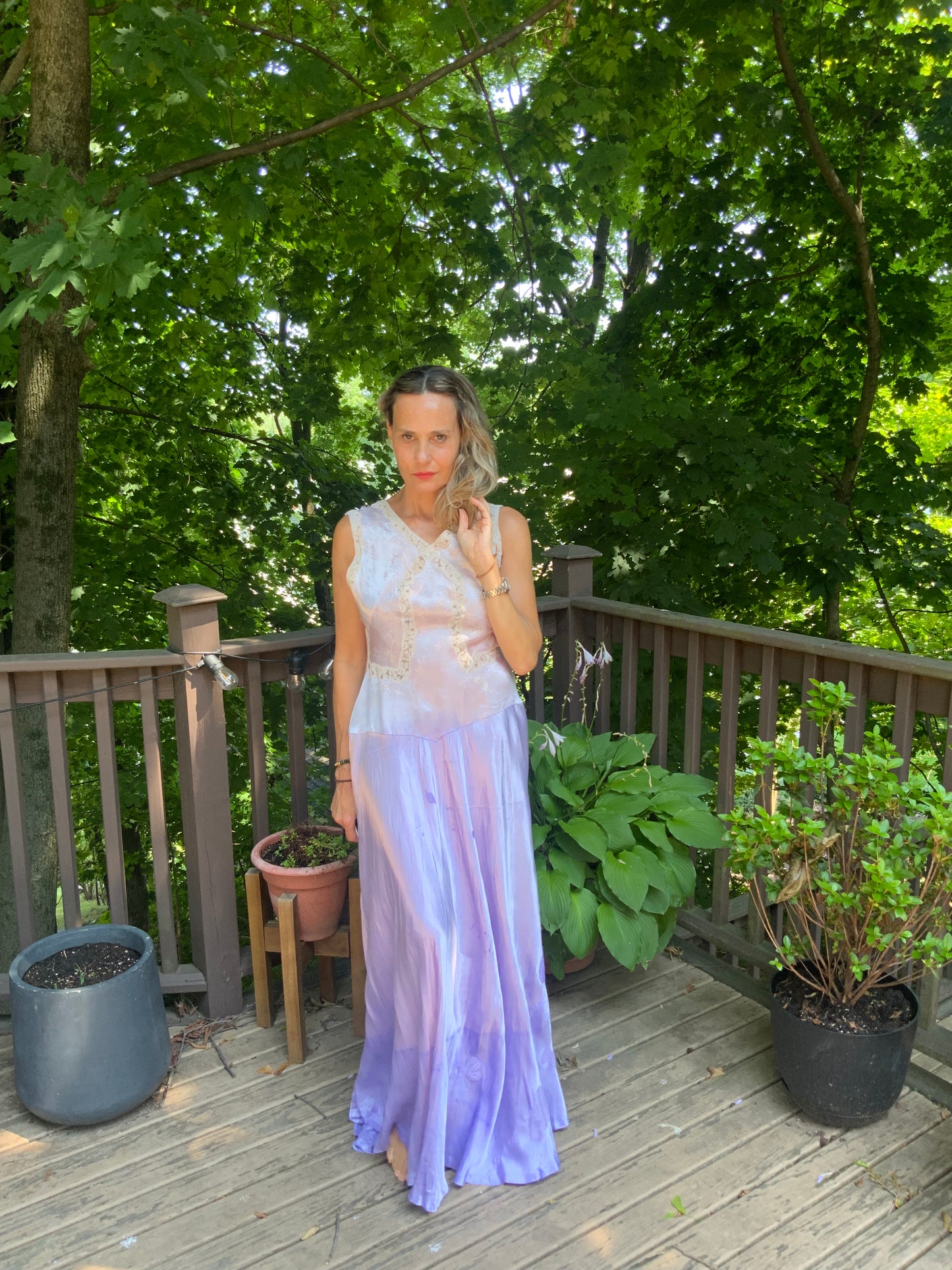 Hand Dyed Satin Nightgown- 50s