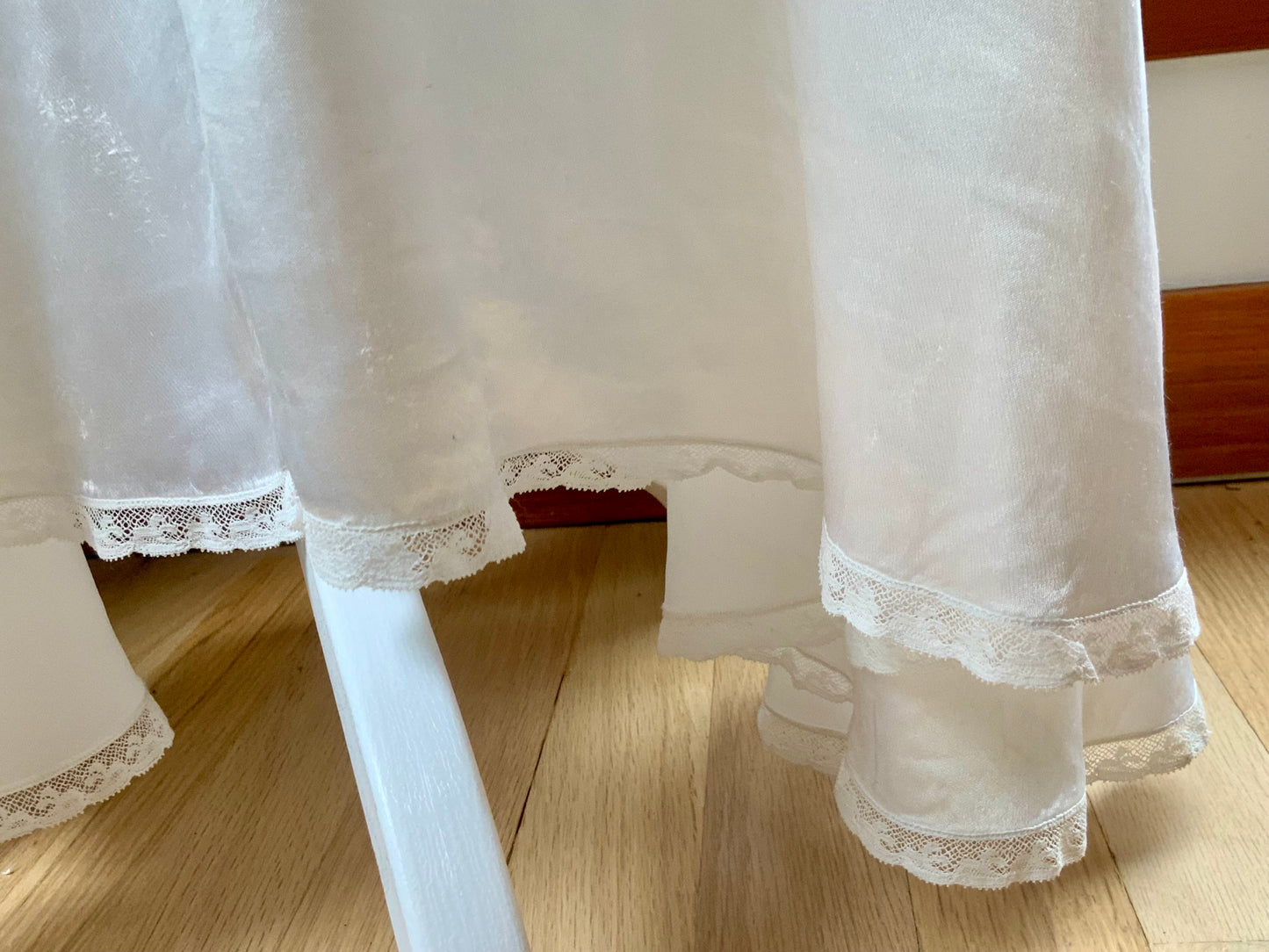 1930s Ivory Satin Bridal Lounge Set | Bias Cut Skirt & Lace Blouson Top | Romantic Two-Piece Ensemble