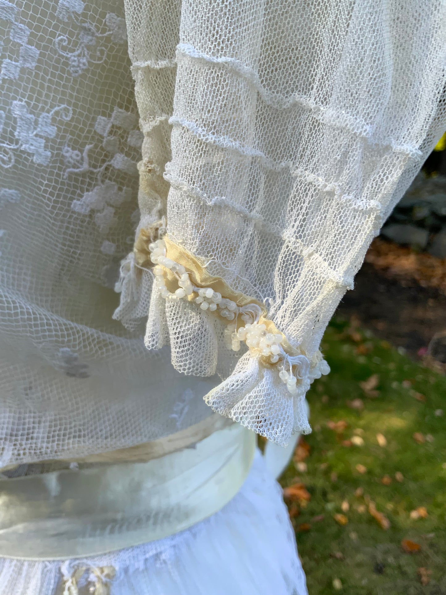 Antique Tulle Dress -Filet Lace – Early 1900s – ED40