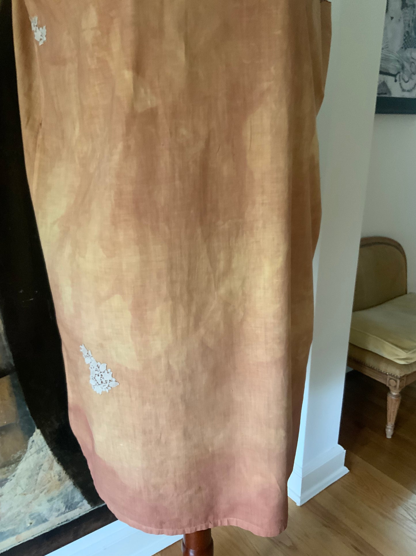 Antique Cotton Nightgown Purple Embroidery - 1910 - ED7