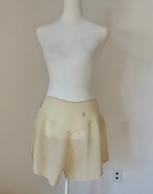 Antique 1920s Ivory Silk Tap Pants | Hand Dyed | Lace Appliqué Restoration | French Boudoir Lingerie