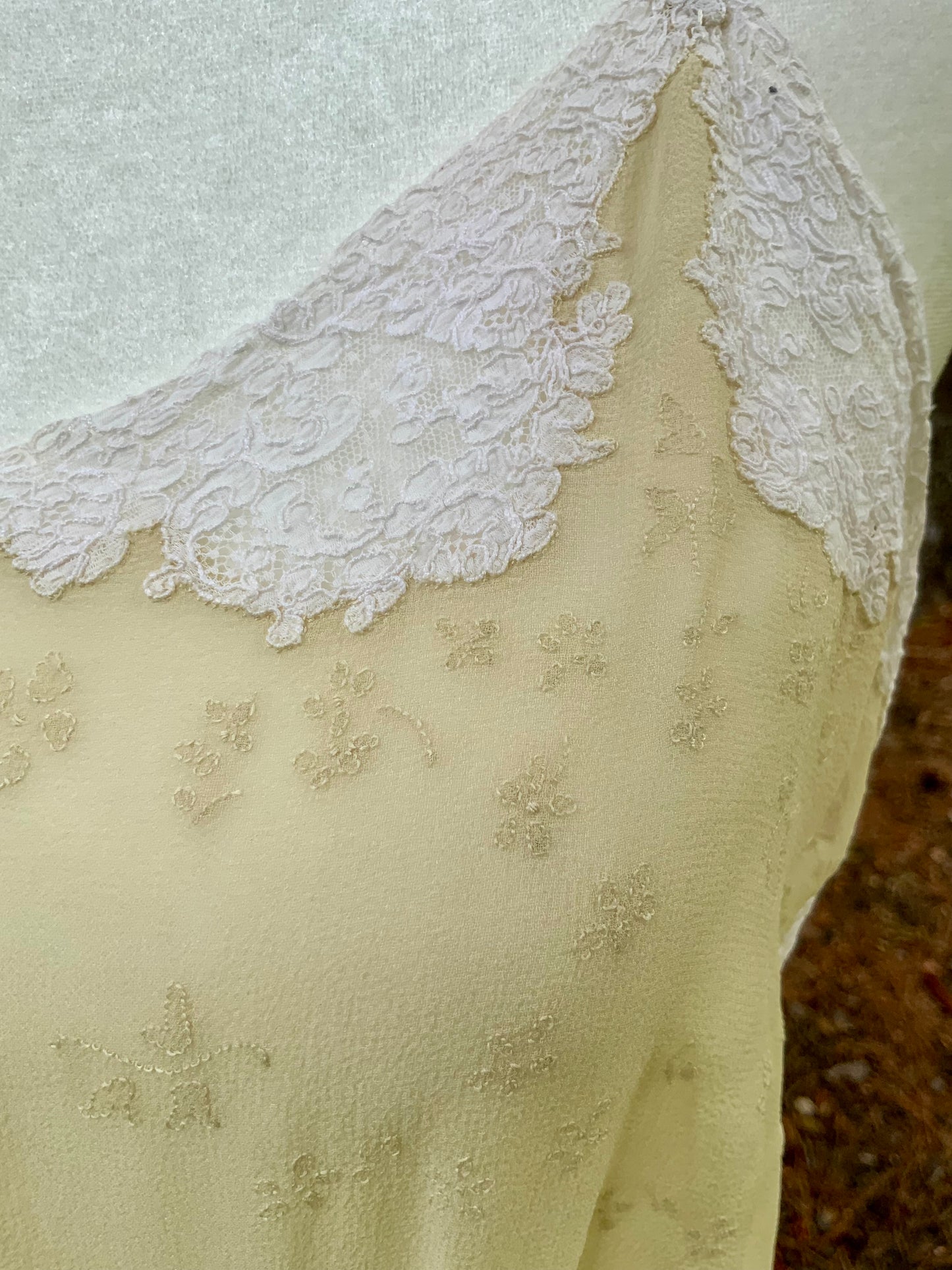 1940s Silk Slip Dress | Vintage Lingerie with Lace Embellishments & Sheer Chiffon Bodice | Old Hollywood Nightgown
 - 40s - 40AM