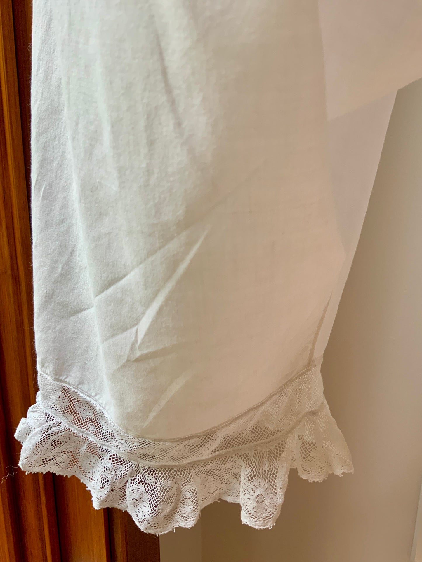 Authentic Edwardian White Cotton Split Drawers | Antique Lace Bloomers | Open Crotch Pantalettes | c.1905–1915-ED86