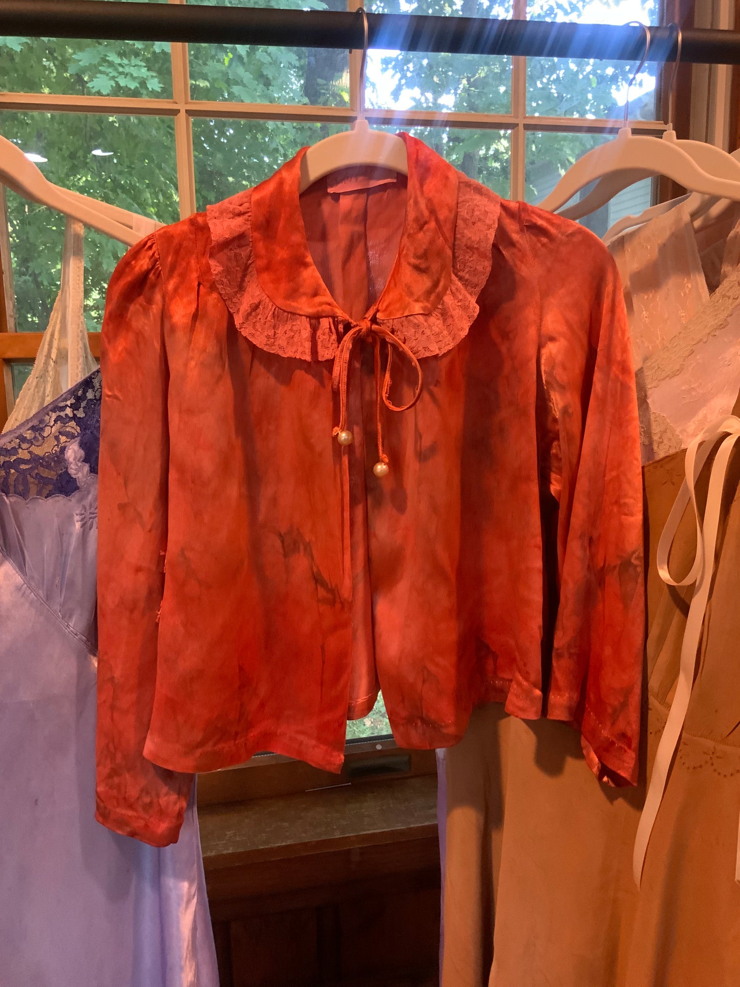 Hand Dyed Satin Dyed Bed Jacket - 50s