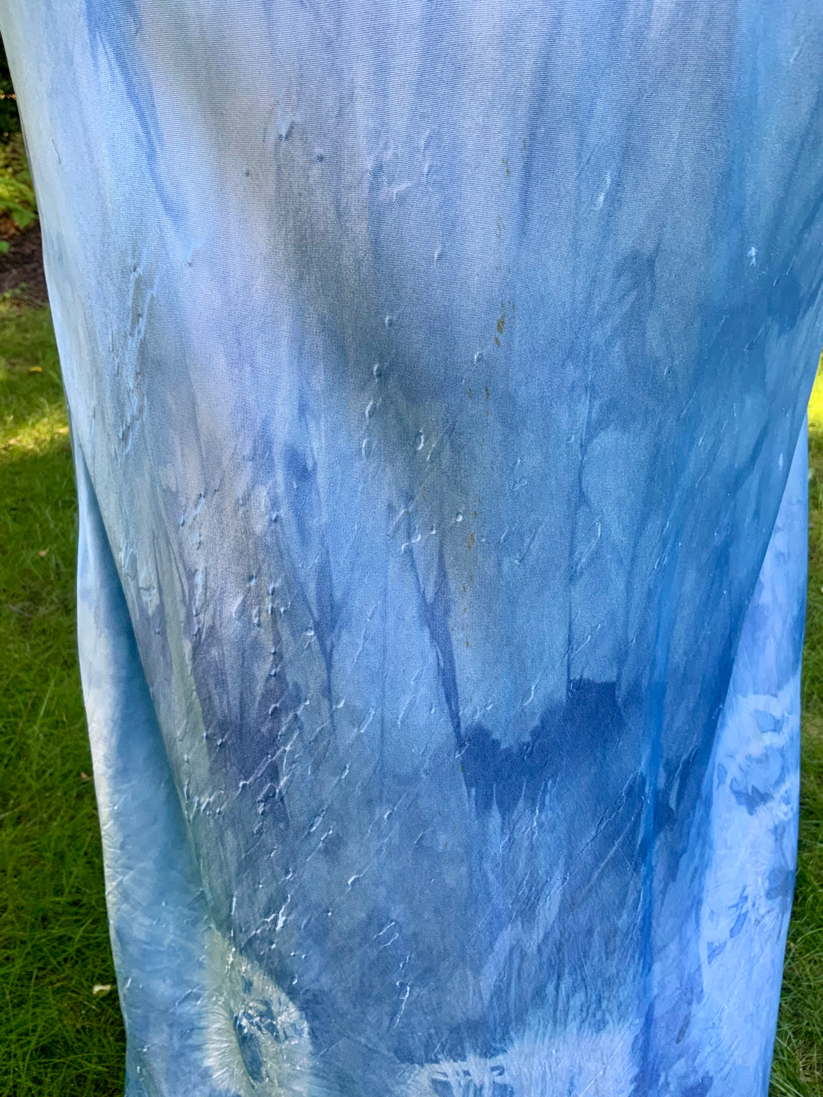 1930s Hand Dyed Blue Bias Cut Satin Nightgown with Lace.40BZ