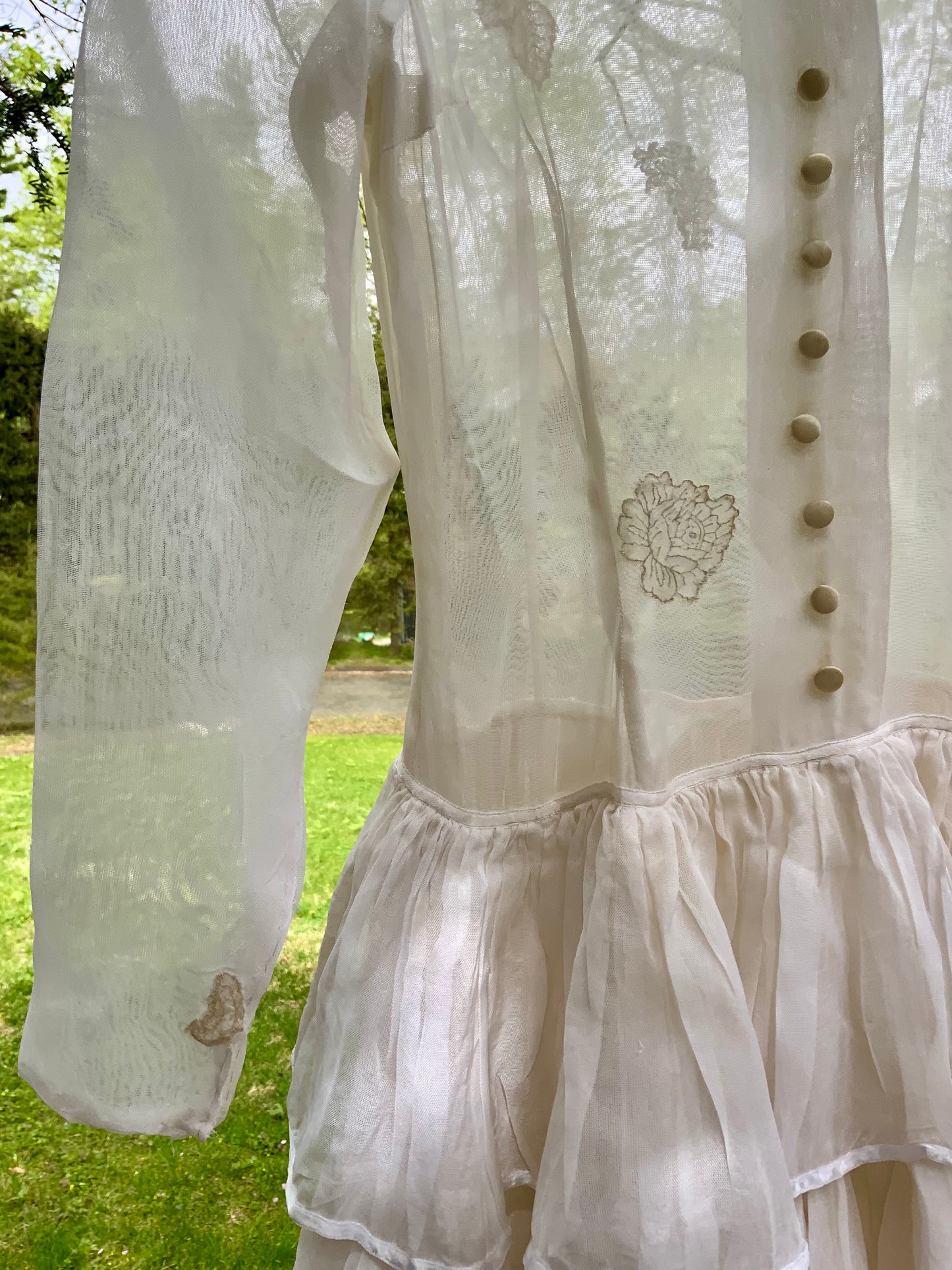 Antique Edwardian Sheer Lace Dress | Tiered Ruffle Bridal Gown | Hand Restored-ED82
