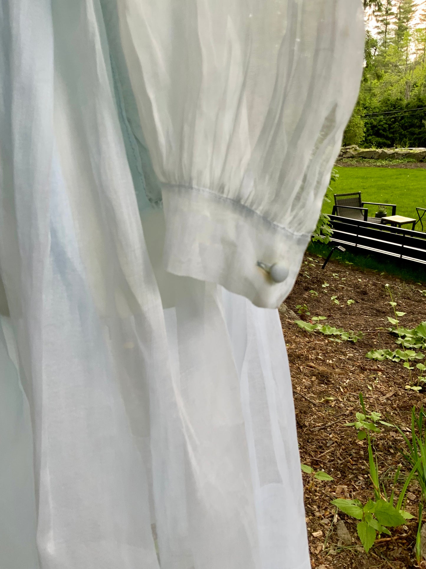 Late 1930s 1940s Sheer Blue Cotton Organdy Dress Romantic Lingerie Style Dress-30CR