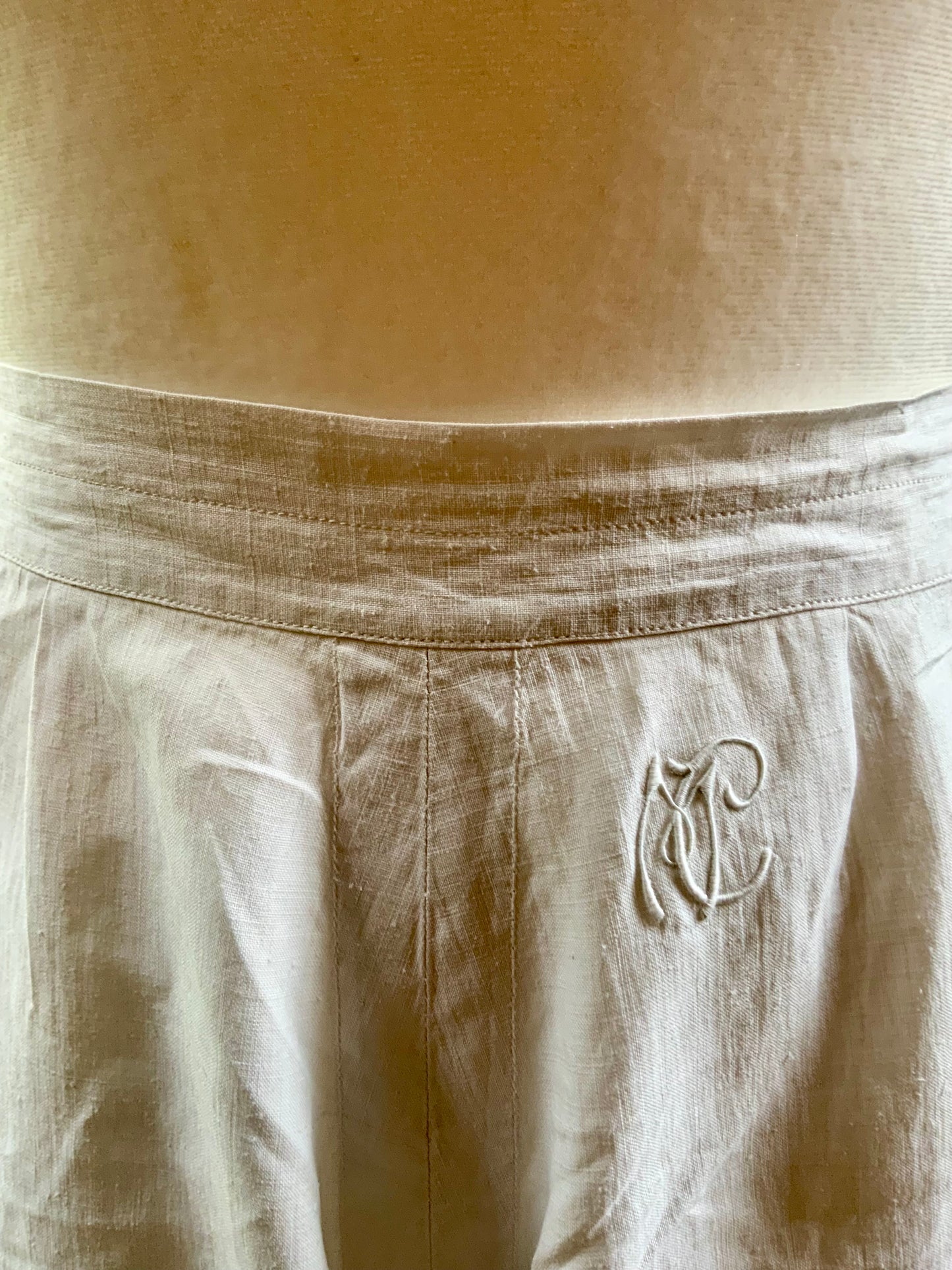 Antique Edwardian White Cotton Bloomers | Monogrammed Lace Pantaloons | Romantic Heirloom Lingerie-ED85