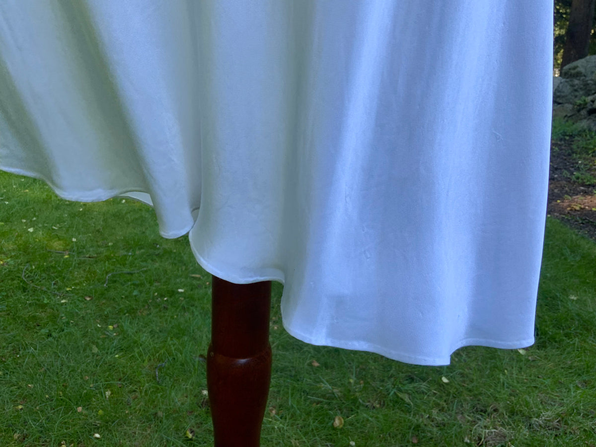 1930s White Satin Slip Dress Bias Cut Bridal Lingerie with Lace and Pleated Bust.40BU