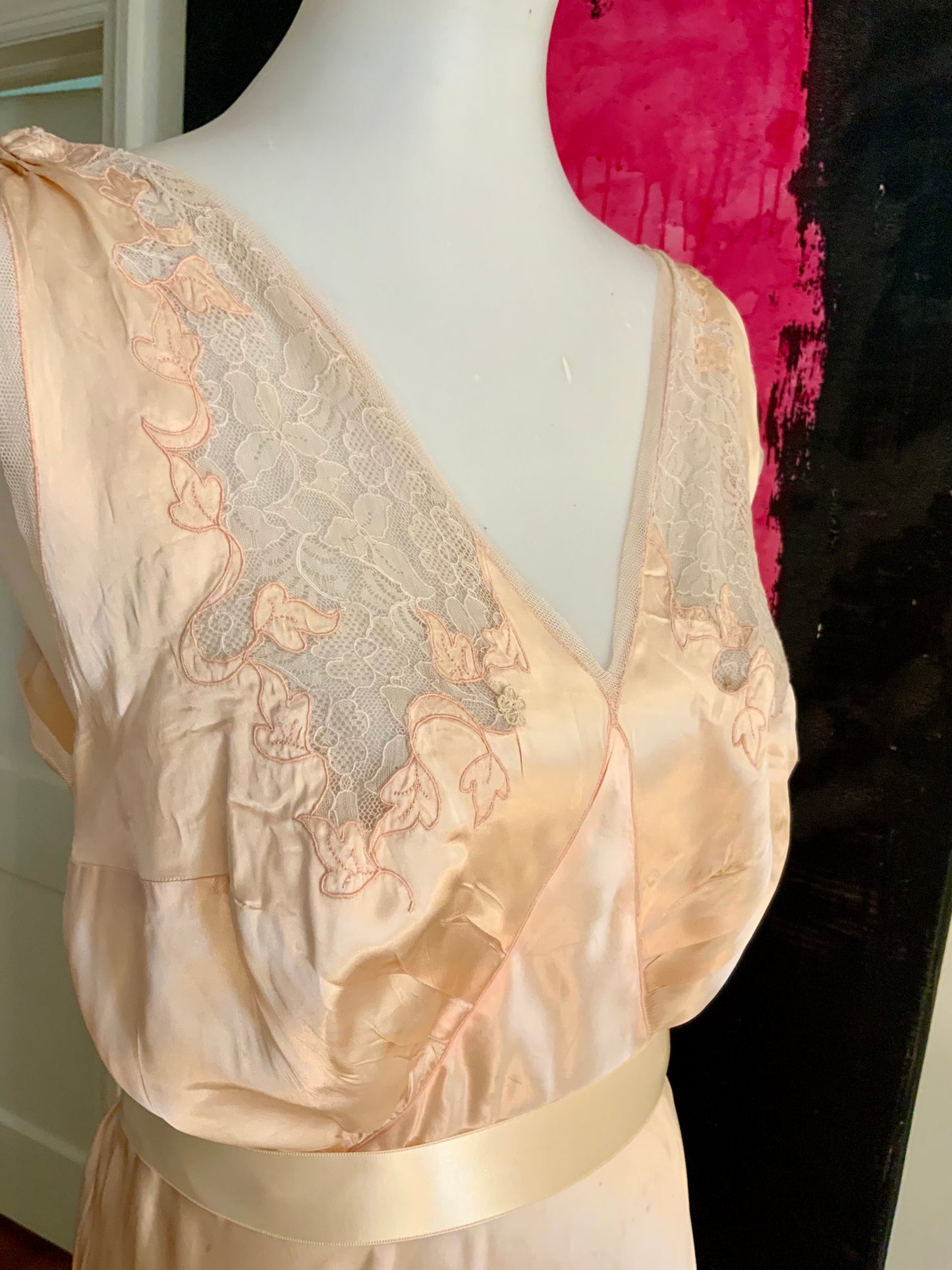 Lace Embroidered Nightgown - 40s
