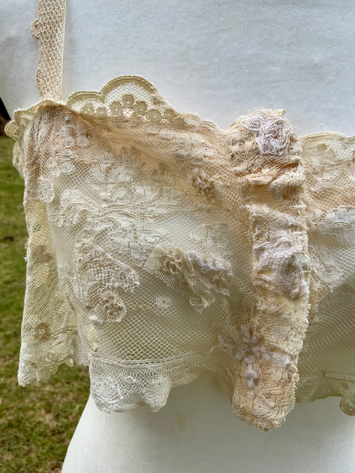 Upcycled Antique Tulle Lace Bralette - 1910
