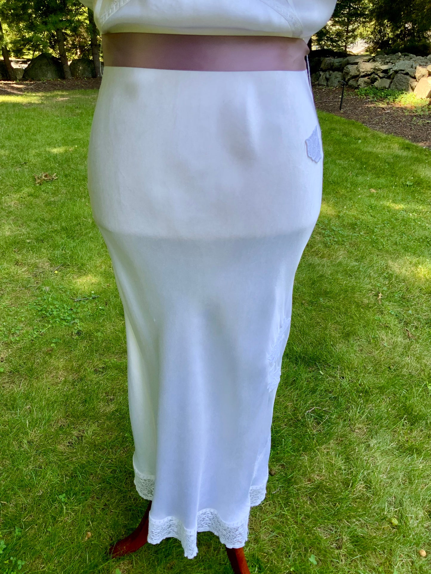 1930s Satin and Lace Bridal Slip Dress-30CT