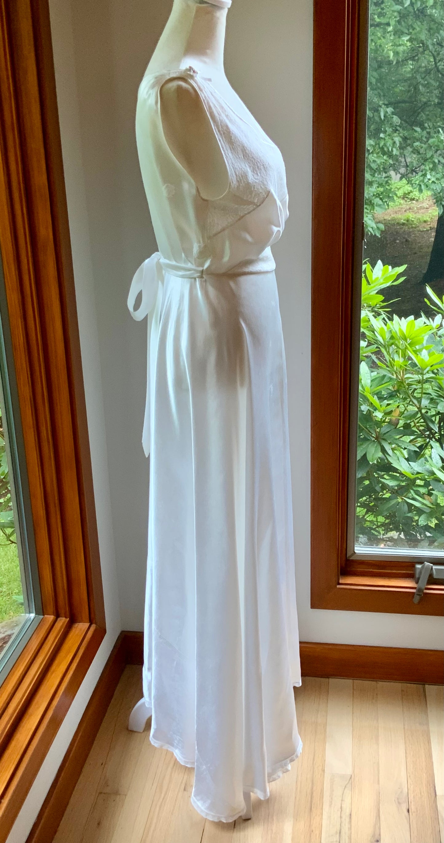 1930s Ivory Satin Bridal Lounge Set | Bias Cut Skirt & Lace Blouson Top | Romantic Two-Piece Ensemble