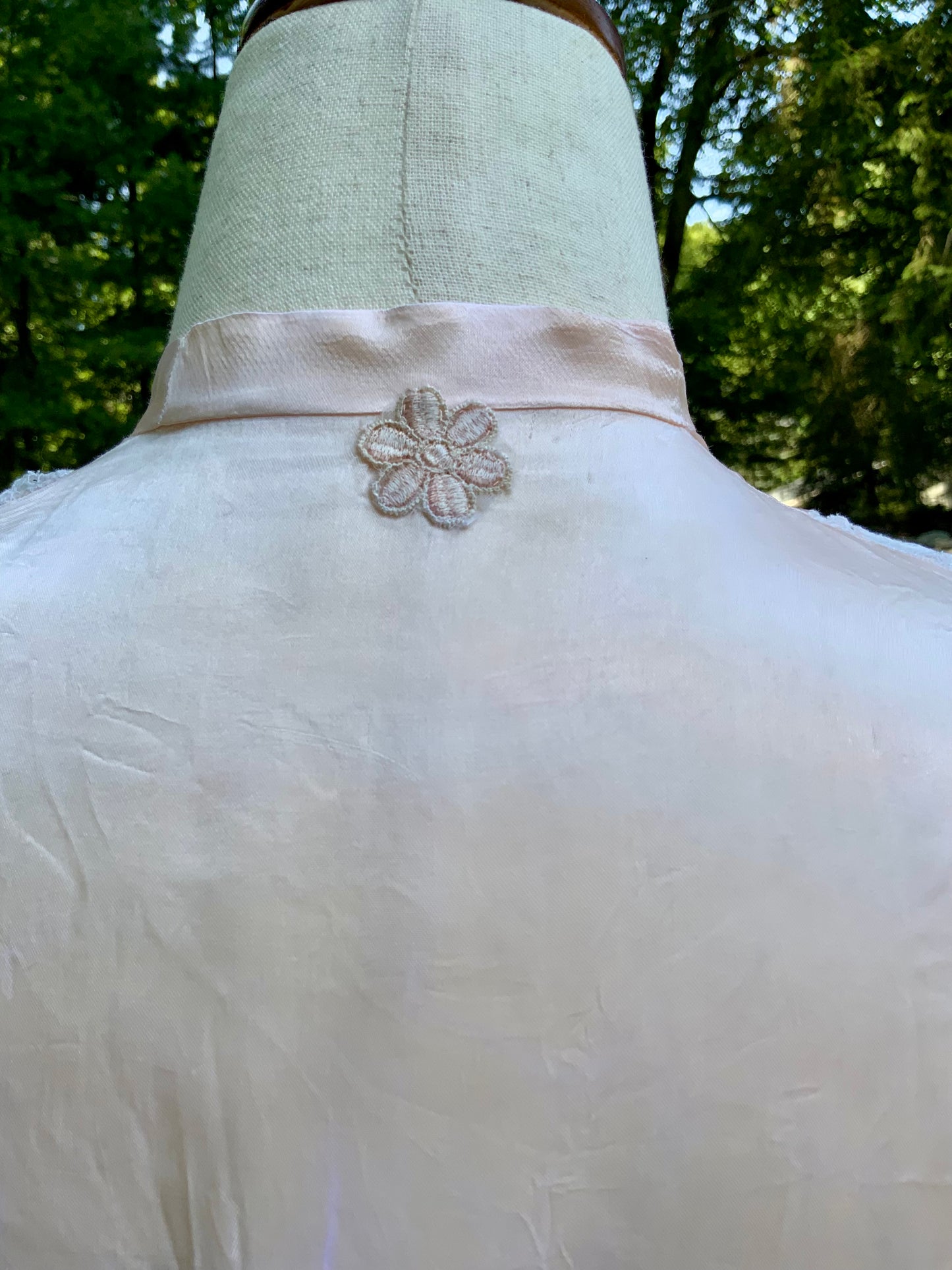 1930s Peach & Blush Silk Nightgown Vintage Boudoir Gown Original Belt Lace Bridal Lingerie Romantic Old Hollywood-30CV