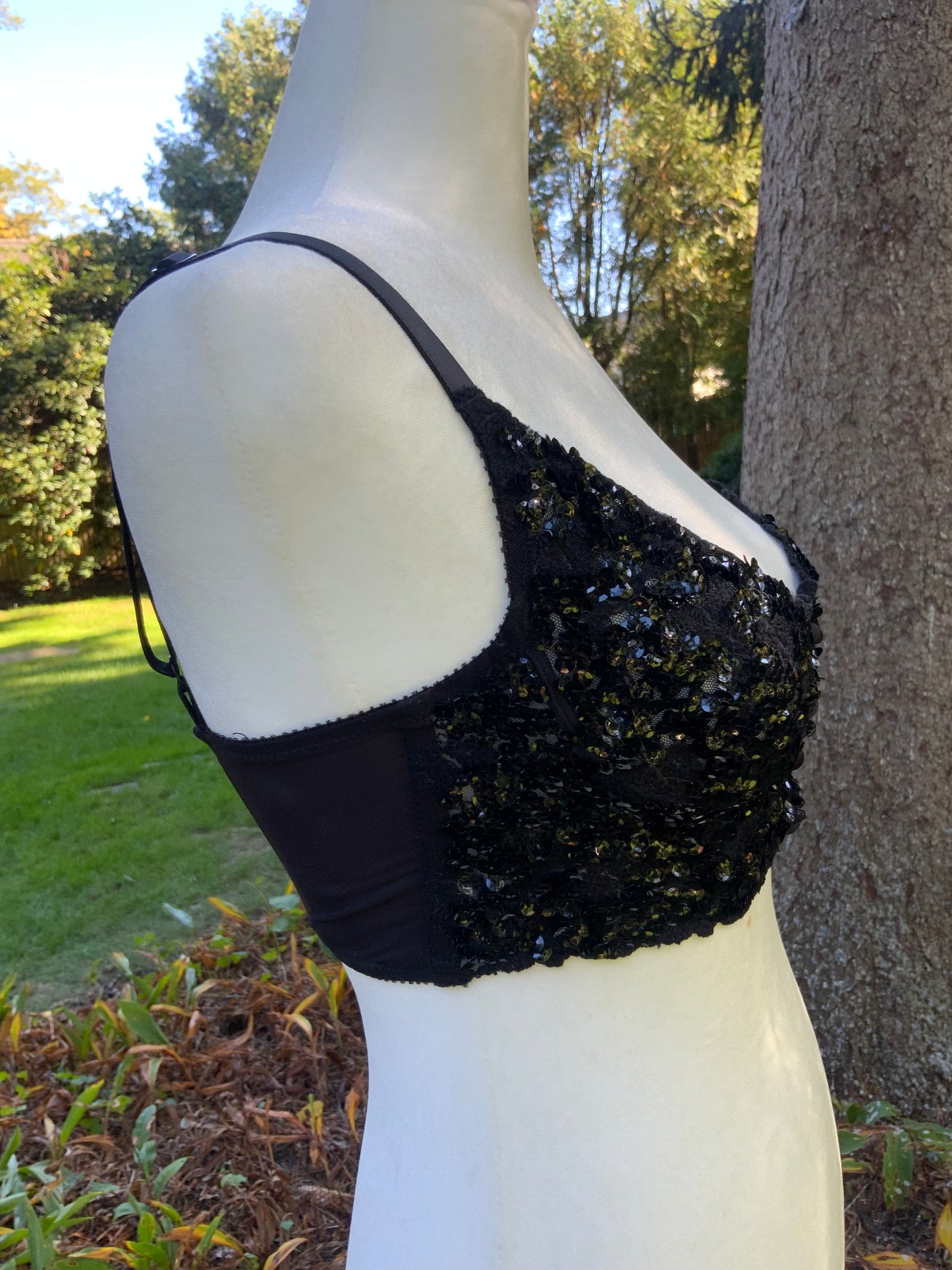 Rick Beach for Patti Capelli Black Sequined Bra Top - Late 70s/Early 80s - 80F