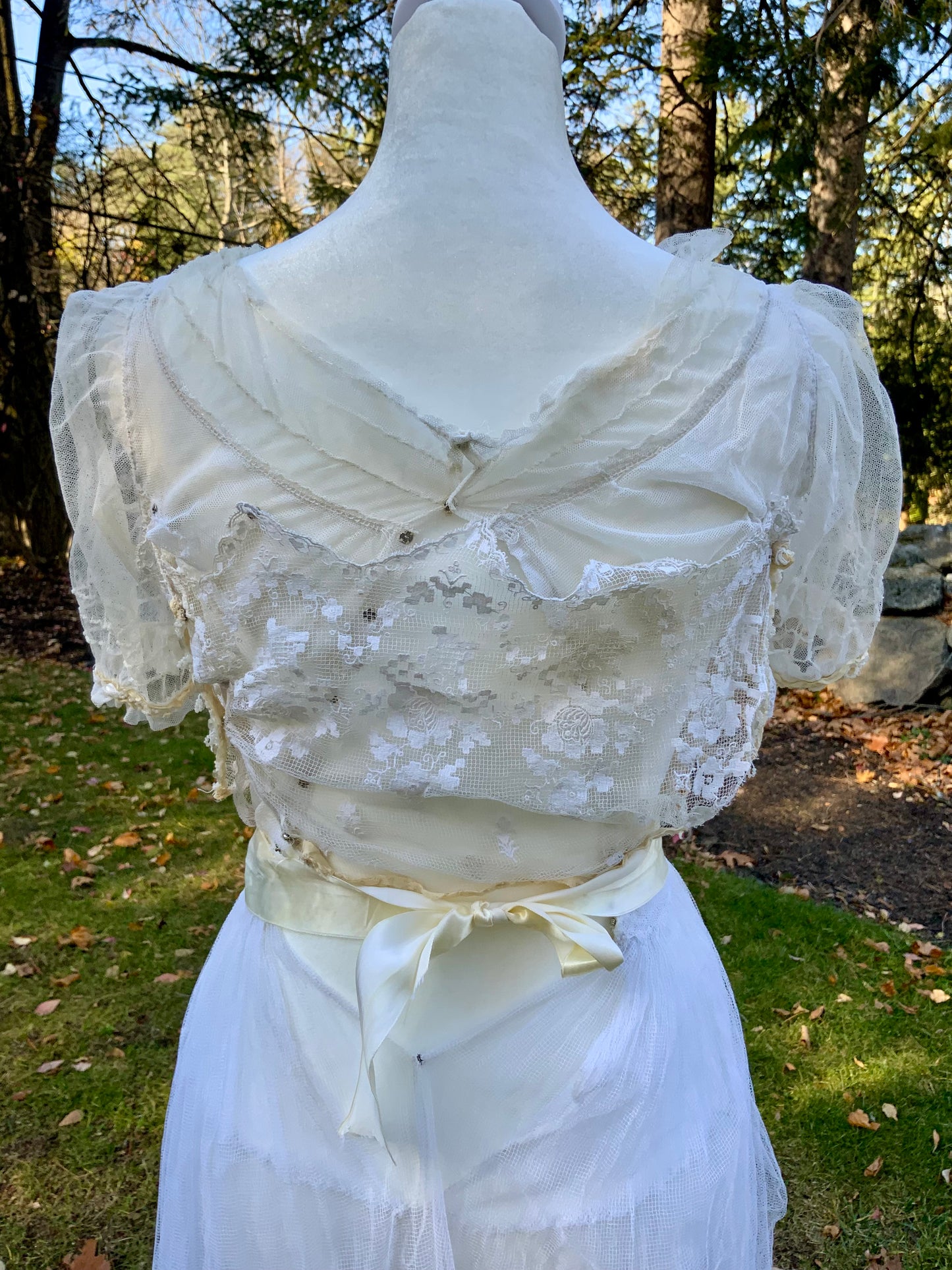 Antique Tulle Dress -Filet Lace – Early 1900s – ED40