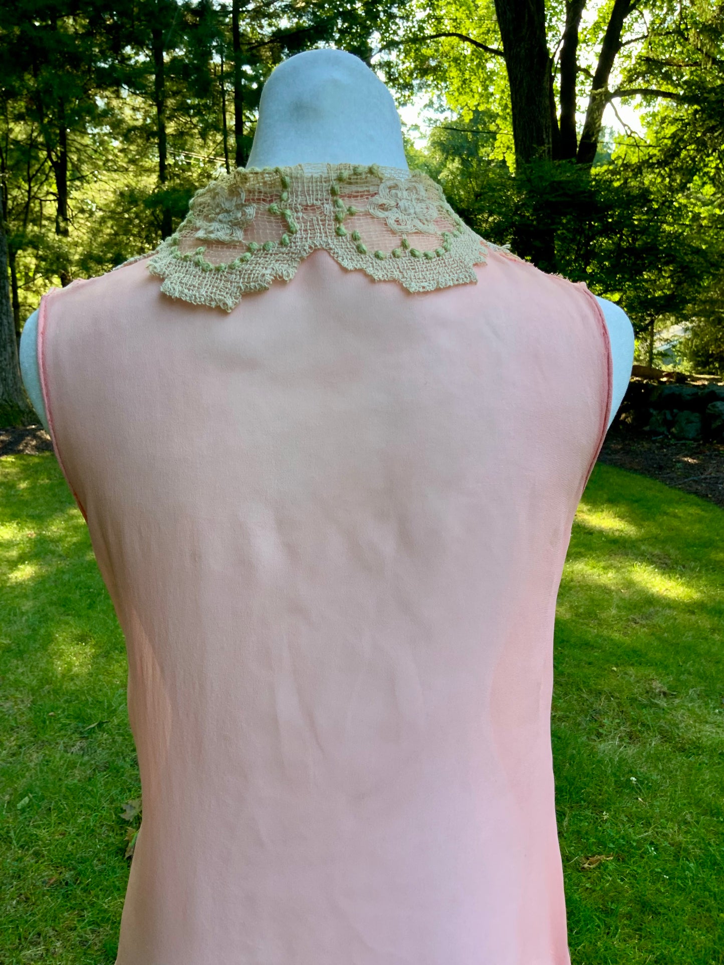 Rare 1920s Silk Chiffon Flapper Dress Art Deco Lace Dress Original Silk Slip Antique Pink Dress Vintage Restored with Vintage Appliqués. 20AS