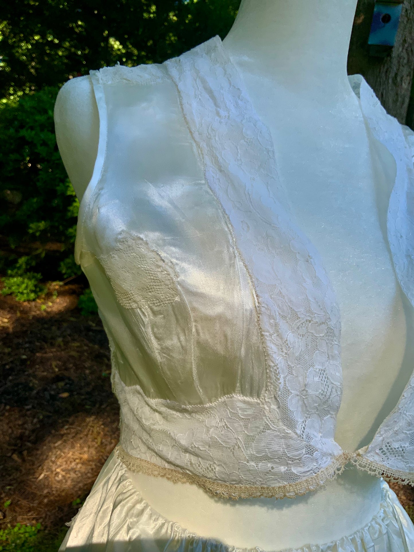 One-of-a-Kind Reconstructed 1940s Silk Set | Vintage Lace Top & Skirt-40CF