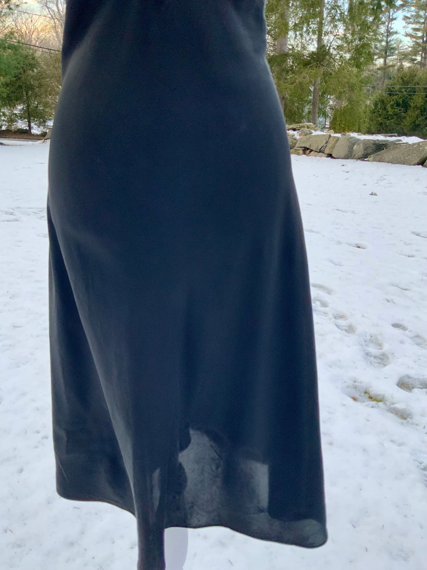 Rare 1940s Bias-Cut Black Silk Slip Dress | Old Hollywood Elegance-40AS